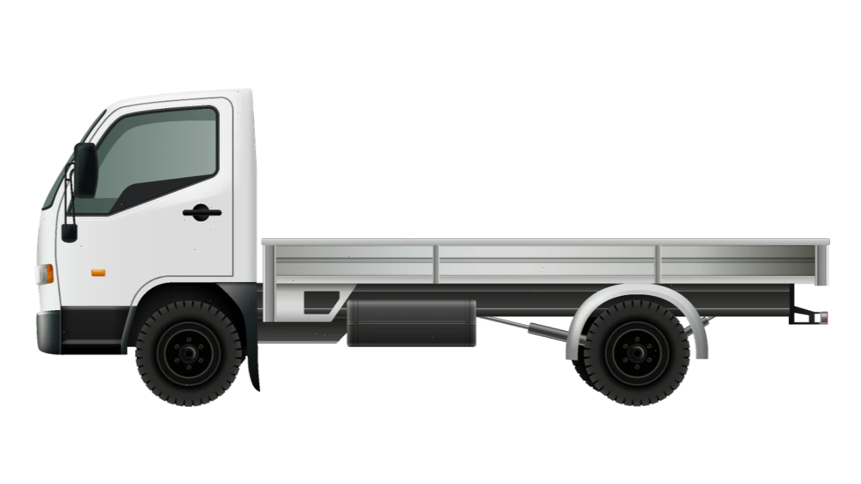 Biely nákladný automobil s otvorenou plošinou
